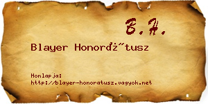 Blayer Honorátusz névjegykártya